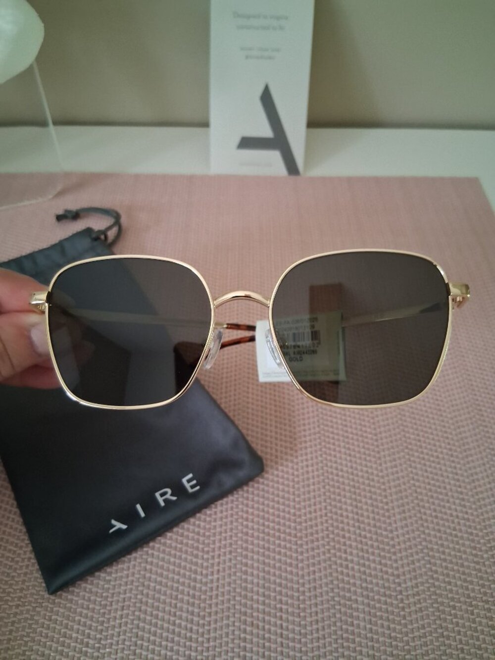 AIRE "Spiral" Gold Metal Frame Sunglasses BRAND NEW